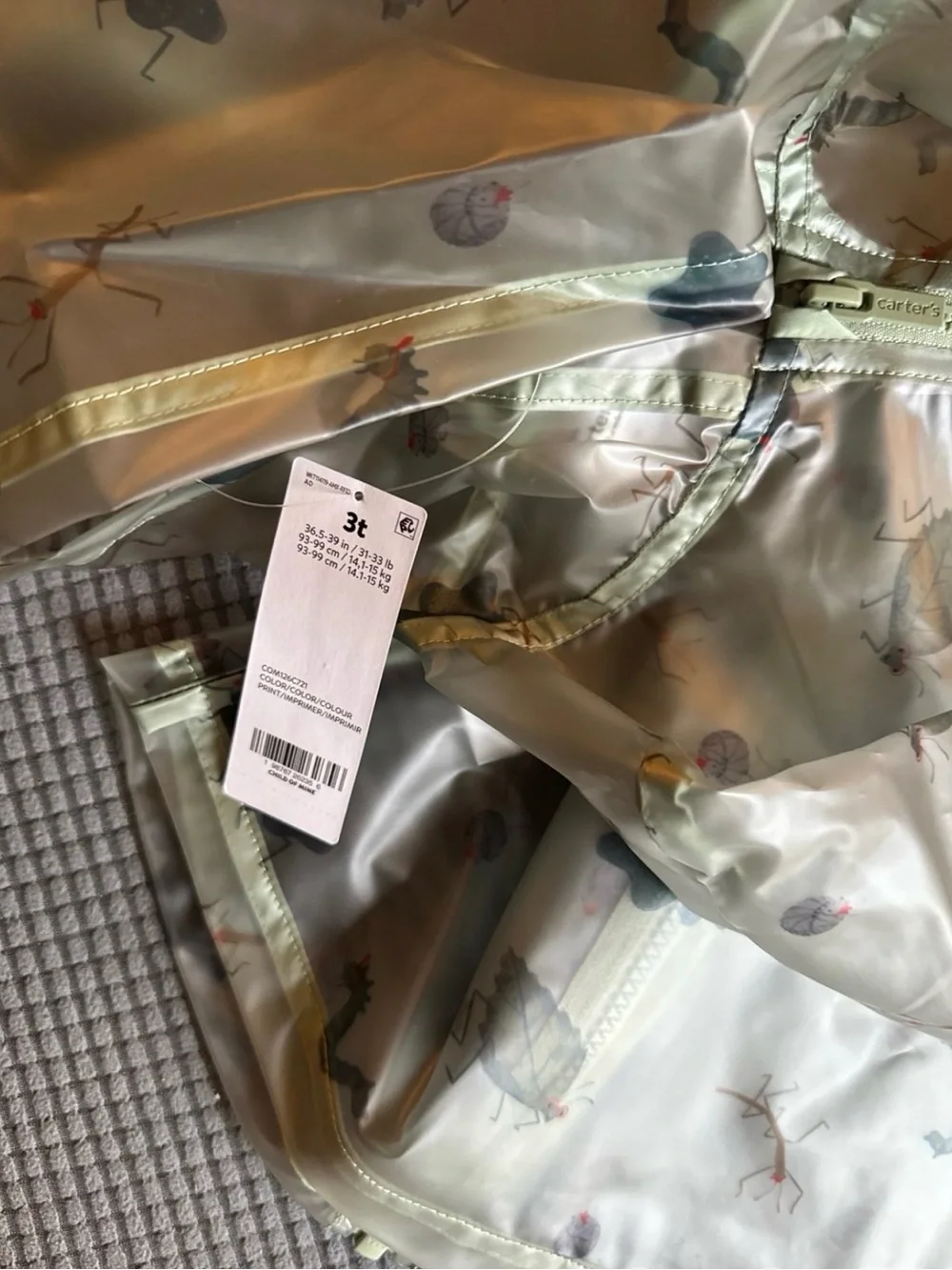 Green Bug-Print Rain Jacket